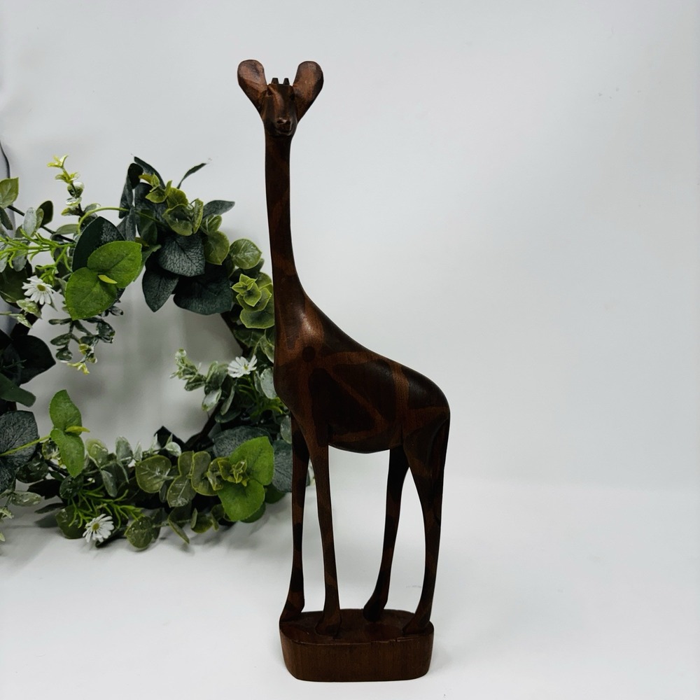 Old Antique Vintage Wood Hand Carved Wooden Giraffe 12" Figure / Statue